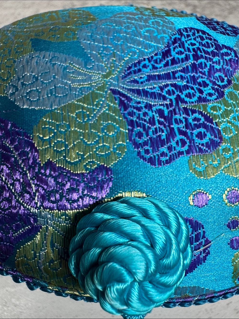 Turquoise Brocade Tassel Trinket Box - Picture 6 of 7